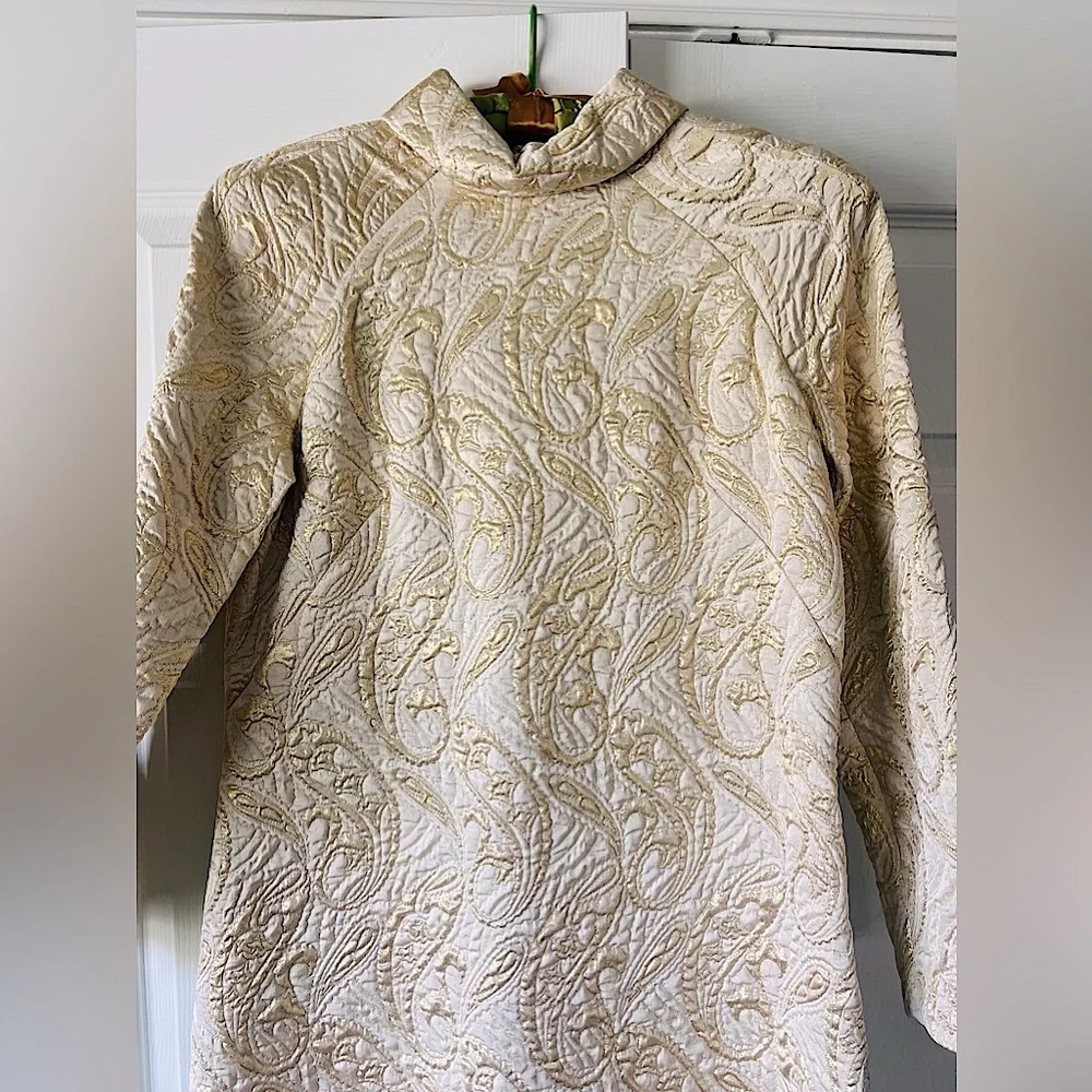 V I N T A G E   60s / 70s gold brocade dress - Picture 2 of 4